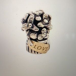 Pandora Charm Love Bouquet charm with 14 kt gold